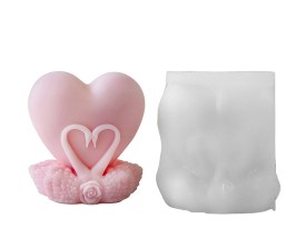 Molde silicona corazon con 2 cisnes